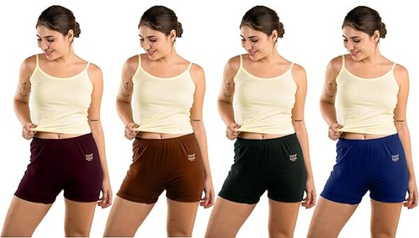 Bloomer Cotton Underwear Boxer Shorts Boyleg Nicker Trunks Daily use Panties for Womens and Ladies (Combo Pack of 4) (Available in Plain/Print)