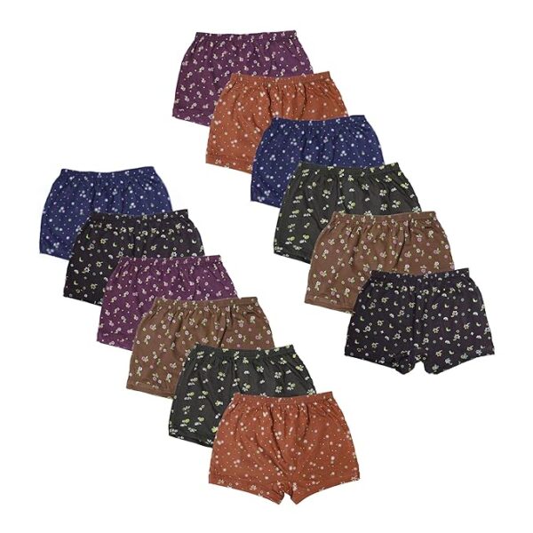 Cotton Printed Boxers for Kids Boys Girls Babyboys Babygirls Unisex 100% Cotton Innerwear Bermuda Trousers Pack of 12