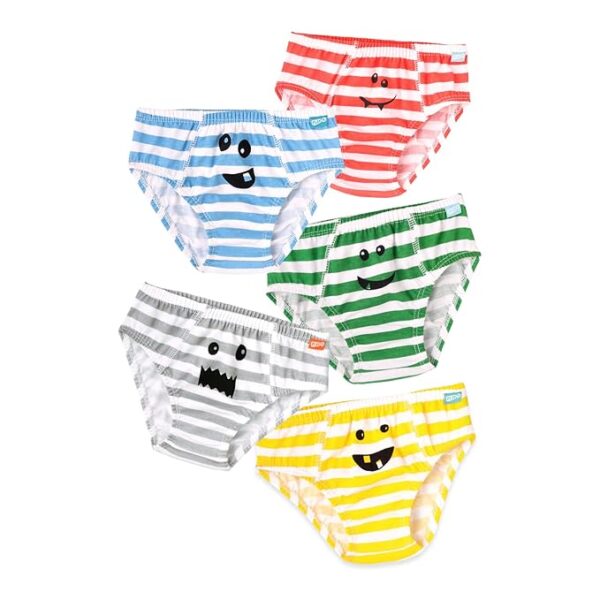 Stripey - (Set of 5) Multicolor Underwear Set for Boys | 100% Cotton | Breathable & Stretchable | Soft Elastic | Antibacterial & Antimicrobial | Pack of 5