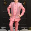 AHHAAAA Kids Indian Ethnic Silk Blend Waistcoat Kurta Pyjama Set Traditional Bollywood Style Wedding Sherwani for Boys
