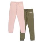 Alan Jones Clothing Girls Pack of 2 Joggers Track Pants | Side Pockets | Elastic Waist with Drawstring | Regular Fit | Age 5-16 Years