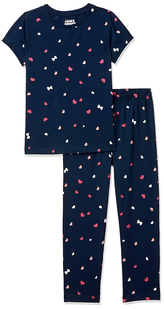 Amazon Brand - Jam & Honey Girls Girls Night Dress | 100% Cotton T-Shirt & Pajama Set | Age 2-12 Years