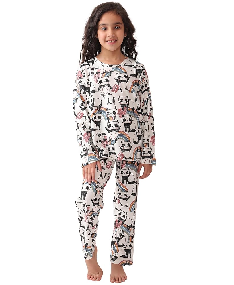 Anthrilo Pure Cotton Printed Pyjama Set for Girls | Sleepwear | Night Suit, Night Wear | Long Sleeves T-Shirt & Pyjama | Regular Wear | 0-14 Years