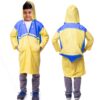 Aqua Raincoat for 3 to 4 Years Old Kids Children Water Resistant Rainsuit Adjustable Hood Drawstring Hem Rainwear with Side Pockets (27, Random Colour)