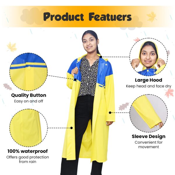Aqua Raincoat for 3 to 4 Years Old Kids Children Water Resistant Rainsuit Adjustable Hood Drawstring Hem Rainwear with Side Pockets (27, Random Colour)