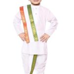 Baby Boys Full Sleeves Soft Premium Cotton Kids Dhoti Kurta With Dupatta Kids Ethnic Wear Pure Cotton Dhoti Kurta Set For Boys - Traditional Dress for South indian Dhoti Kurta