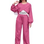 BLOOD PANTHER Kid Girl's 3 Piece Dress Set - Modern Lightweight Cotton Blend Printed Sleeveless T-Shirt, Full Sleeve Top & Stylish Jumpsuit Comfortable Pull-On Closure Perfect...