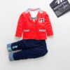 Bold N Elegant Solid Full Sleeve Jacket Coat Blazer with T-Shirt and Denim Blue Trouser Pant 3 Pc Party Suit Set for Little Boys