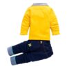 Bold N Elegant Solid Full Sleeve Jacket Coat Blazer with T-Shirt and Denim Blue Trouser Pant 3 Pc Party Suit Set for Little Boys