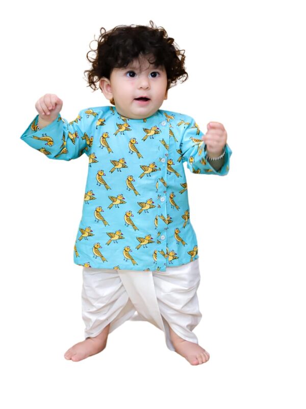 BownBee Cotton Kurta Dhoti Set, White Bottom, Traditional Indian Wear for Baby Boy