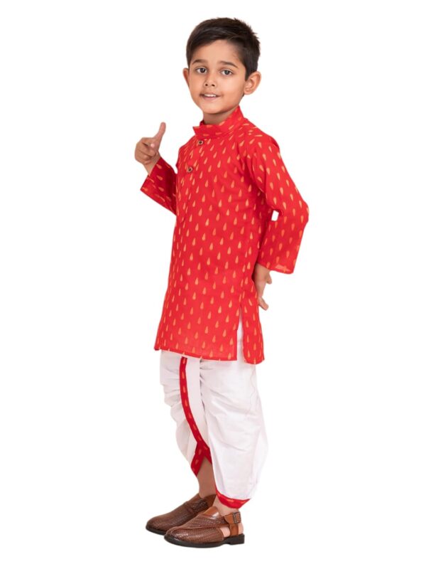Boys Dhoti Kurta Set for Kids - Cotton Kurta and Elastic Waist Dhoti Set - Traditional Dress for Kids