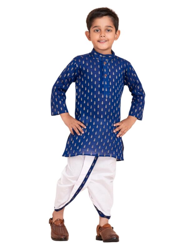 Boys Dhoti Kurta Set for Kids - Cotton Kurta and Elastic Waist Dhoti Set - Traditional Dress for Kids