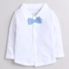 BUMZEE Powder Blue & White Boys Full Sleeves Shirt Waistcoat & Pant Set With Applique Bow (Peb9069)