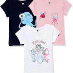 Clotth Theory Girls Super Combed Cotton Regular Fit Round Neck Printed Short Sleeve Tshirt -Combo Pack of 3