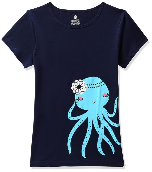 Clotth Theory Girls Super Combed Cotton Regular Fit Round Neck Printed Short Sleeve Tshirt -Combo Pack of 3