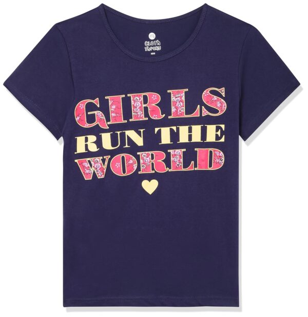 Clotth Theory Girls Super Combed Cotton Regular Fit Round Neck Printed Short Sleeve Tshirt -Combo Pack of 3