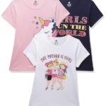 Clotth Theory Girls Super Combed Cotton Regular Fit Round Neck Printed Short Sleeve Tshirt -Combo Pack of 3