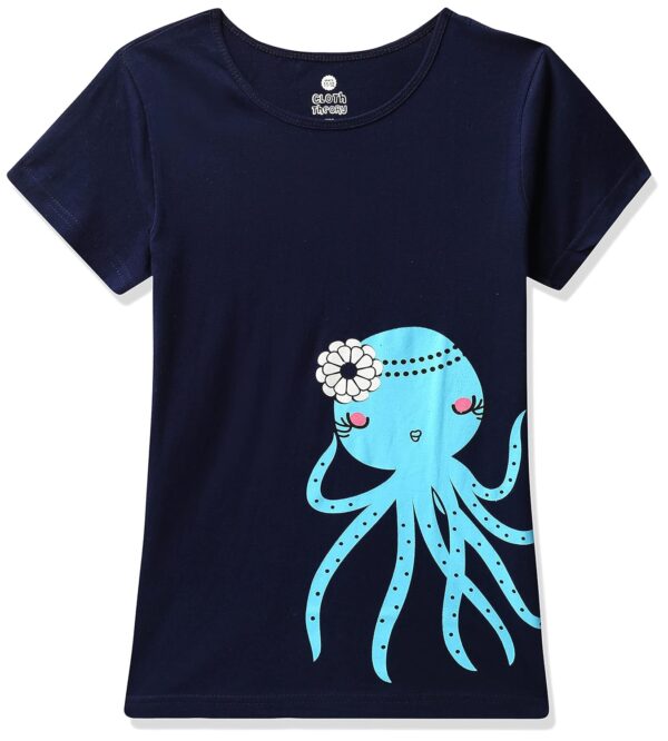 Clotth Theory Girls Super Combed Cotton Regular Fit Round Neck Printed Short Sleeve Tshirt -Combo Pack of 3