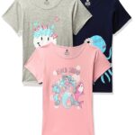 Clotth Theory Girls Super Combed Cotton Regular Fit Round Neck Printed Short Sleeve Tshirt -Combo Pack of 3