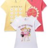 Clotth Theory Girls Super Combed Cotton Regular Fit Round Neck Printed Short Sleeve Tshirt -Combo Pack of 3