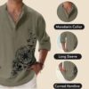 DEELMO Men's Cotton Blend Mandarin Collar Self One Design Full Sleeve Casual Short Kurta