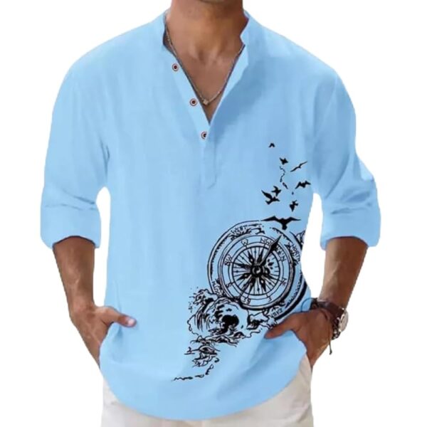 DEELMO Men's Cotton Blend Mandarin Collar Self One Design Full Sleeve Casual Short Kurta