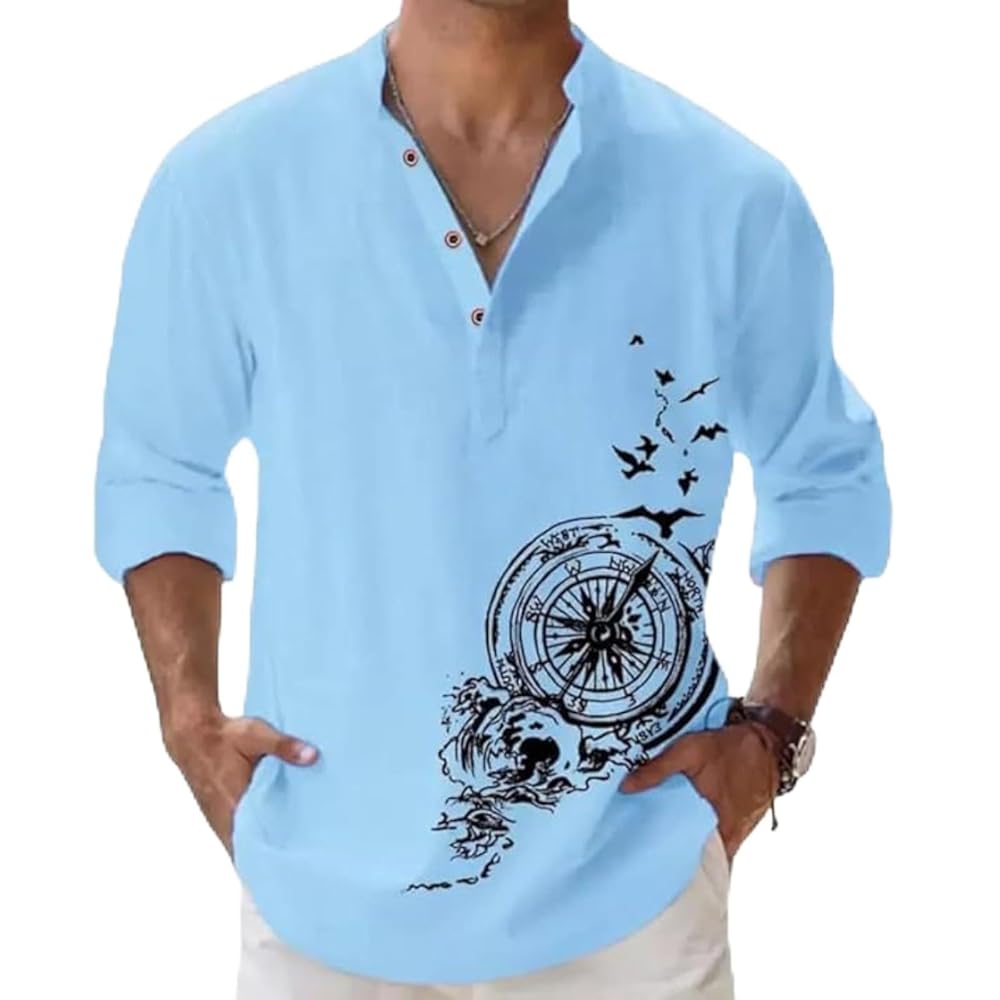 DEELMO Men's Cotton Blend Mandarin Collar Self One Design Full Sleeve Casual Short Kurta