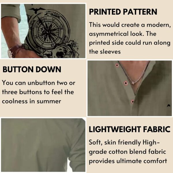 DEELMO Men's Cotton Blend Mandarin Collar Self One Design Full Sleeve Casual Short Kurta