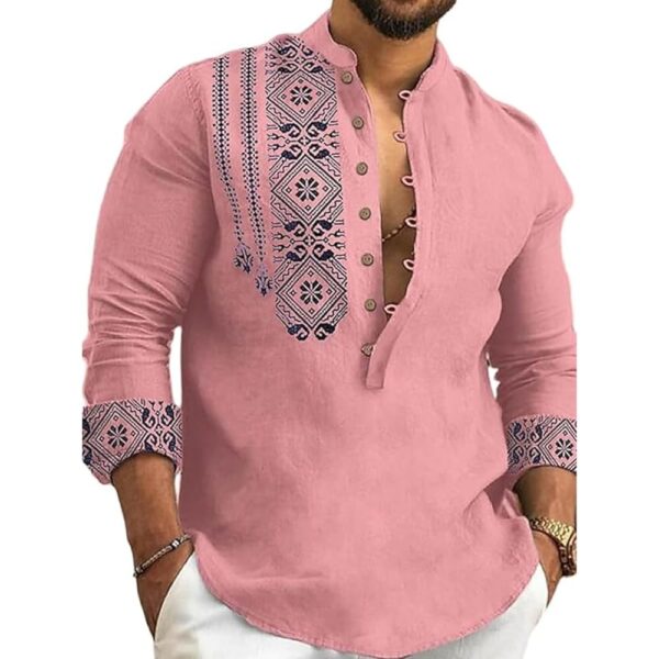 DEELMO Men's Cotton Blend Mandarin Collar Self One Design Full Sleeve Casual Short Kurta
