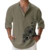 DEELMO Men's Cotton Blend Mandarin Collar Self One Design Full Sleeve Casual Short Kurta
