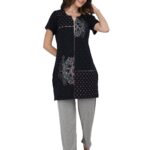 Duchess Women's Cotton Embroided Long Length Night Suit Set