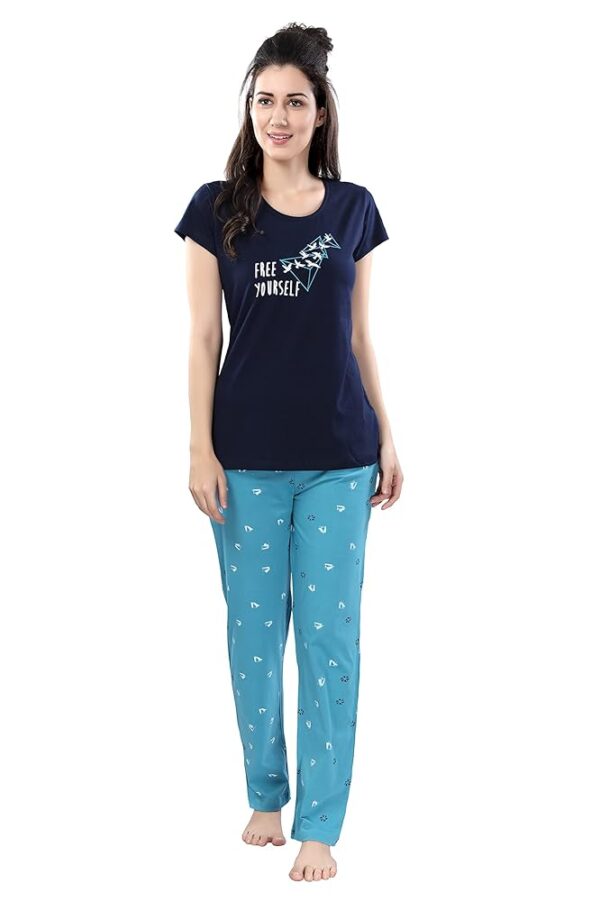 DZZO Cotton Night Suit for Women Girls | Women's Printed Cotton Night Suit Set Pyjama Set Sleepwear Nightwear Nightdress Loungewear