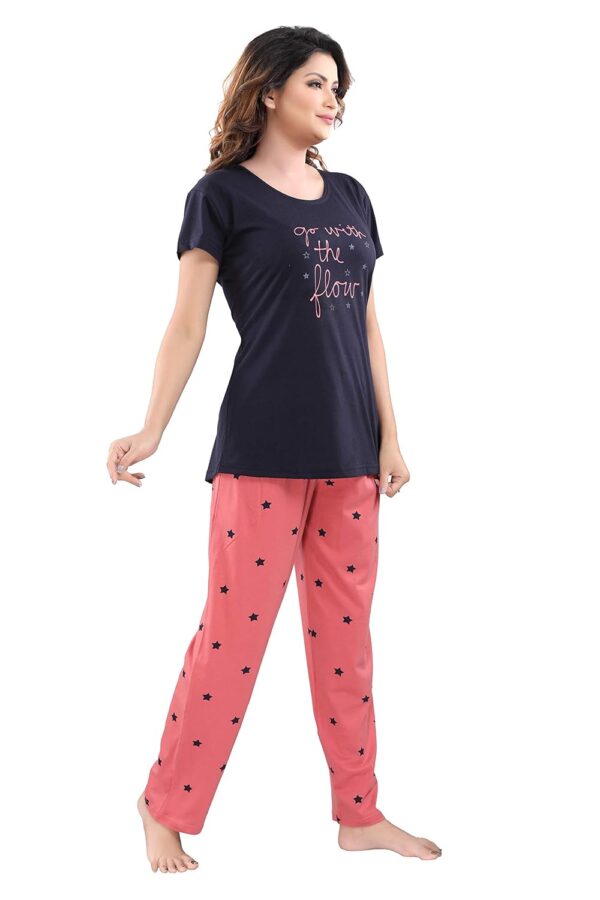 DZZO Women's Cotton Printed Night Suit