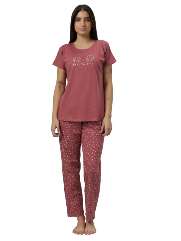 DZZO Women's Cotton Printed Night Suit Set of Shirt & Pyjama, Night wear Dress, Relaxed wear for Women/Girls