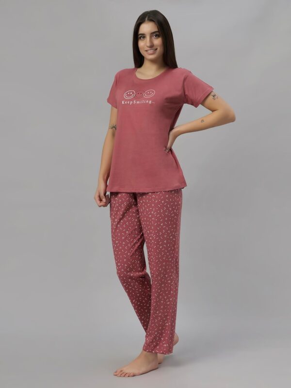 DZZO Women's Cotton Printed Night Suit Set of Shirt & Pyjama, Night wear Dress, Relaxed wear for Women/Girls
