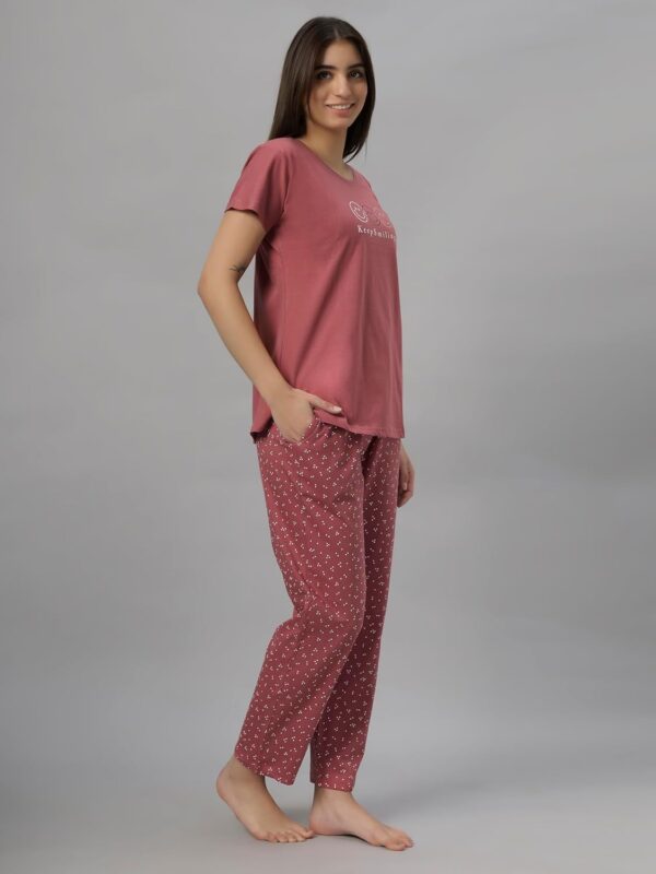 DZZO Women's Cotton Printed Night Suit Set of Shirt & Pyjama, Night wear Dress, Relaxed wear for Women/Girls