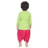 Ethnic Wear Cotton Kurta Dhoti Set for Boys, Front Open Horse Embroidered With Full Sleeves-Firefly green