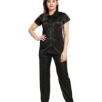 Fabme Women's Plain Satin Night Suit (Shirt and Pyjama) (Color Options) (Size - Small to XX-Large)
