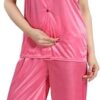 Fabme Women's Plain Satin Night Suit (Shirt and Pyjama) (Color Options) (Size - Small to XX-Large)