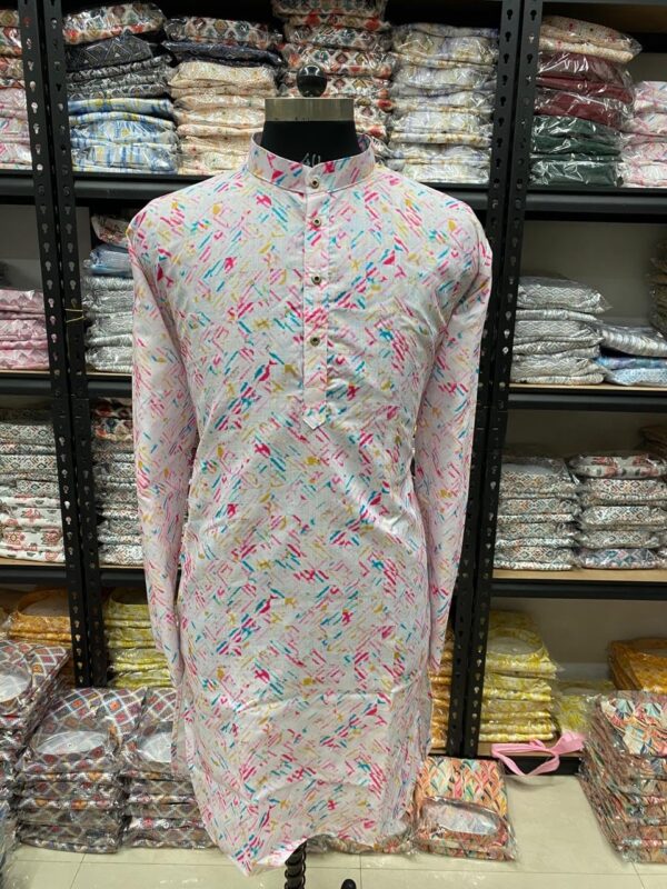 FOXDX Men's Traditional Cotton Floral Printed Only Kurta