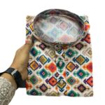 FOXDX Men's Traditional Cotton Floral Printed Only Kurta