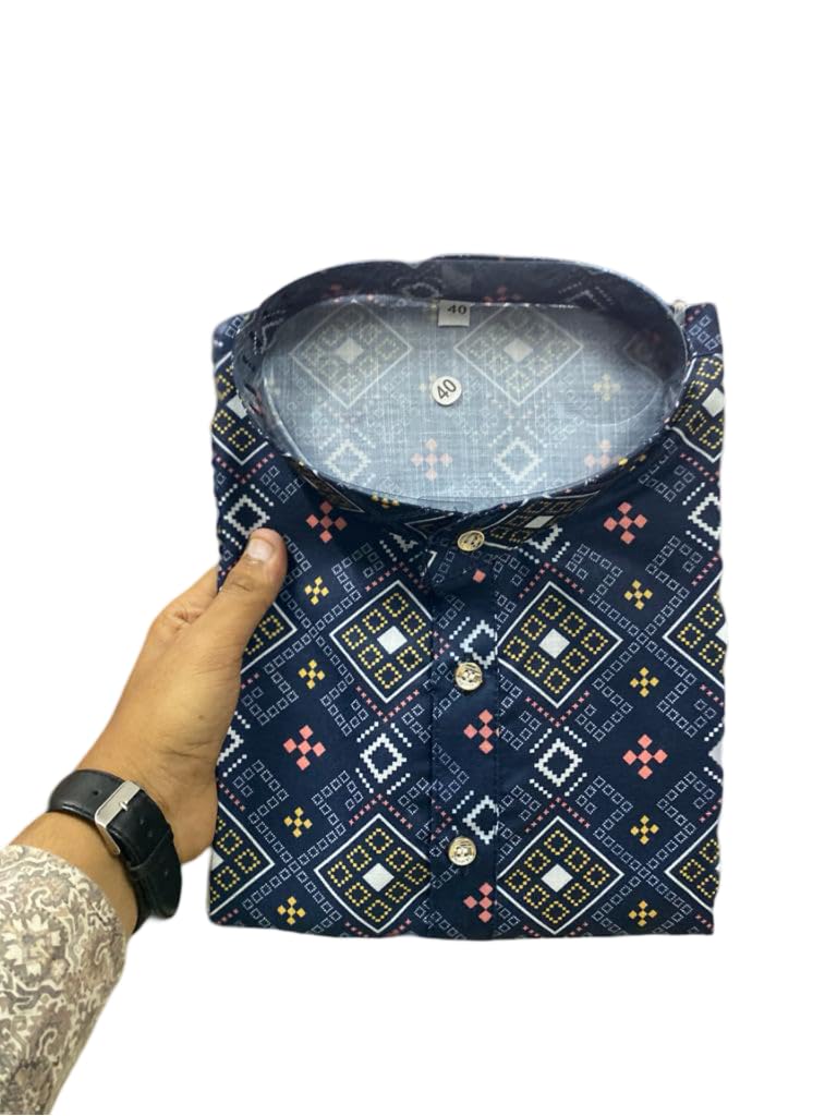 FOXDX Men's Traditional Cotton Floral Printed Only Kurta