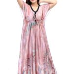 G4Girl Women's Silk Geometric Print Maxi Nightgown