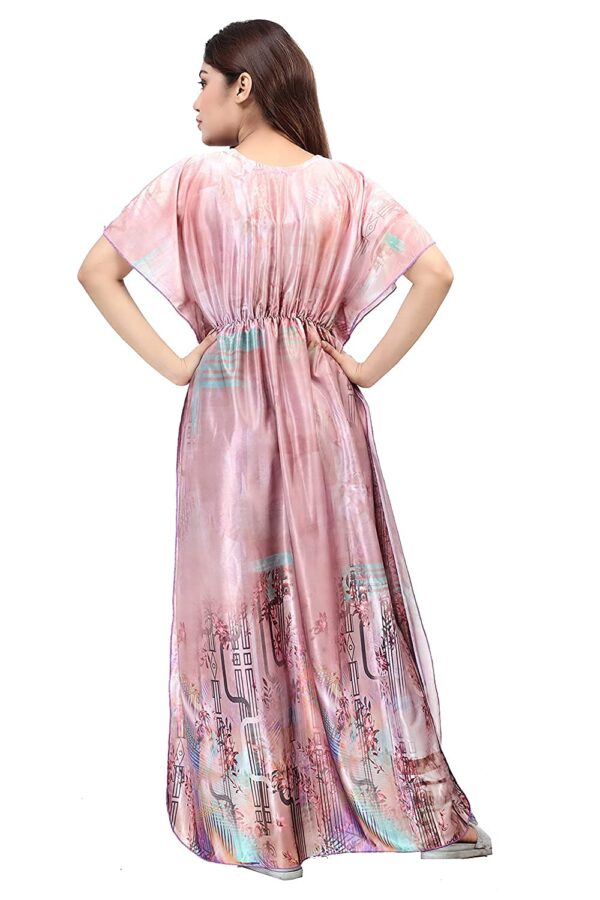 G4Girl Women's Silk Geometric Print Maxi Nightgown