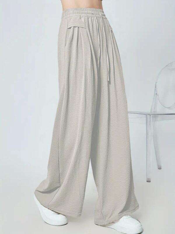 GRECIILOOKS Textured Trousers for Women | Women Loose Fit Trousers | Women's High-Waisted Pant | Women Trousers Pants | Korean Trousers for Women