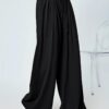 GRECIILOOKS Textured Trousers for Women | Women Loose Fit Trousers | Women's High-Waisted Pant | Women Trousers Pants | Korean Trousers for Women