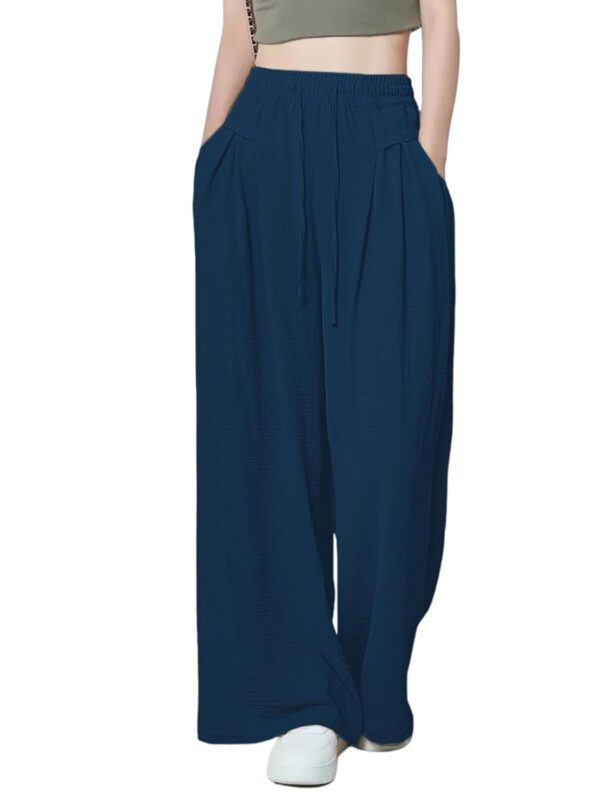GRECIILOOKS Textured Trousers for Women | Women Loose Fit Trousers | Women's High-Waisted Pant | Women Trousers Pants | Korean Trousers for Women