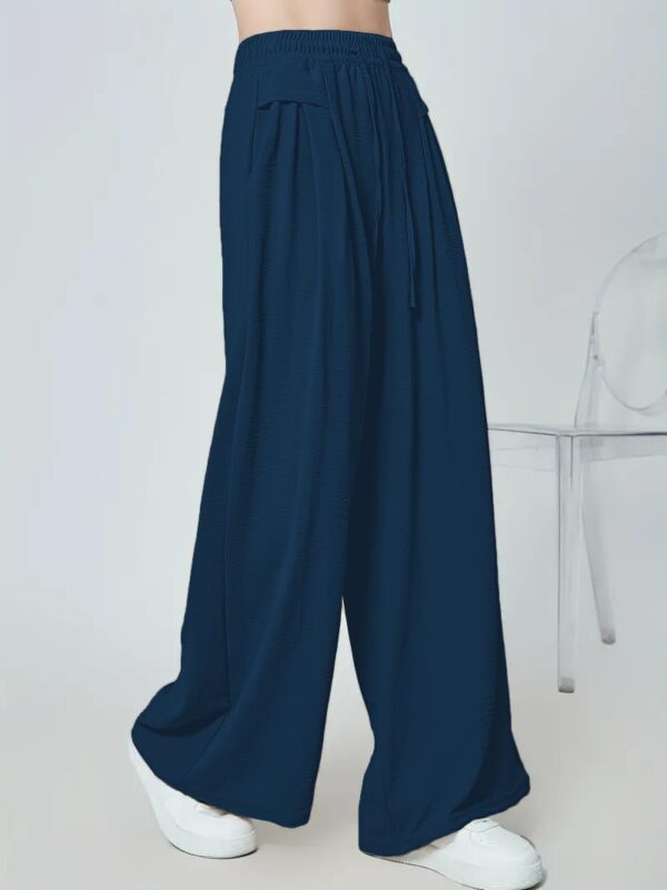 GRECIILOOKS Textured Trousers for Women | Women Loose Fit Trousers | Women's High-Waisted Pant | Women Trousers Pants | Korean Trousers for Women