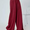 GRECIILOOKS Textured Trousers for Women | Women Loose Fit Trousers | Women's High-Waisted Pant | Women Trousers Pants | Korean Trousers for Women