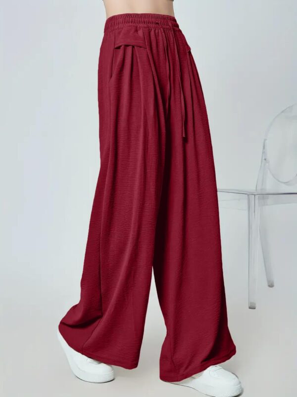 GRECIILOOKS Textured Trousers for Women | Women Loose Fit Trousers | Women's High-Waisted Pant | Women Trousers Pants | Korean Trousers for Women